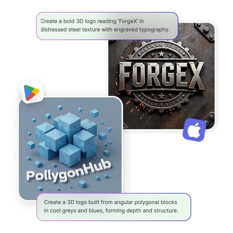 convert text to a stunning 3d logo using ai generating bold and creative logo