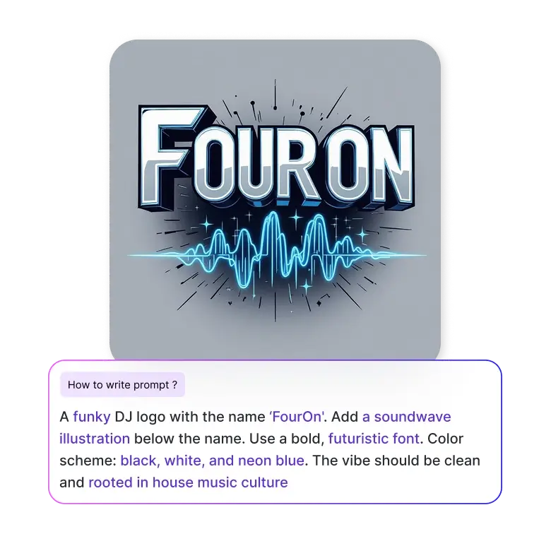 prompts for creating dj logo using ai to design unique and professional visuals.
