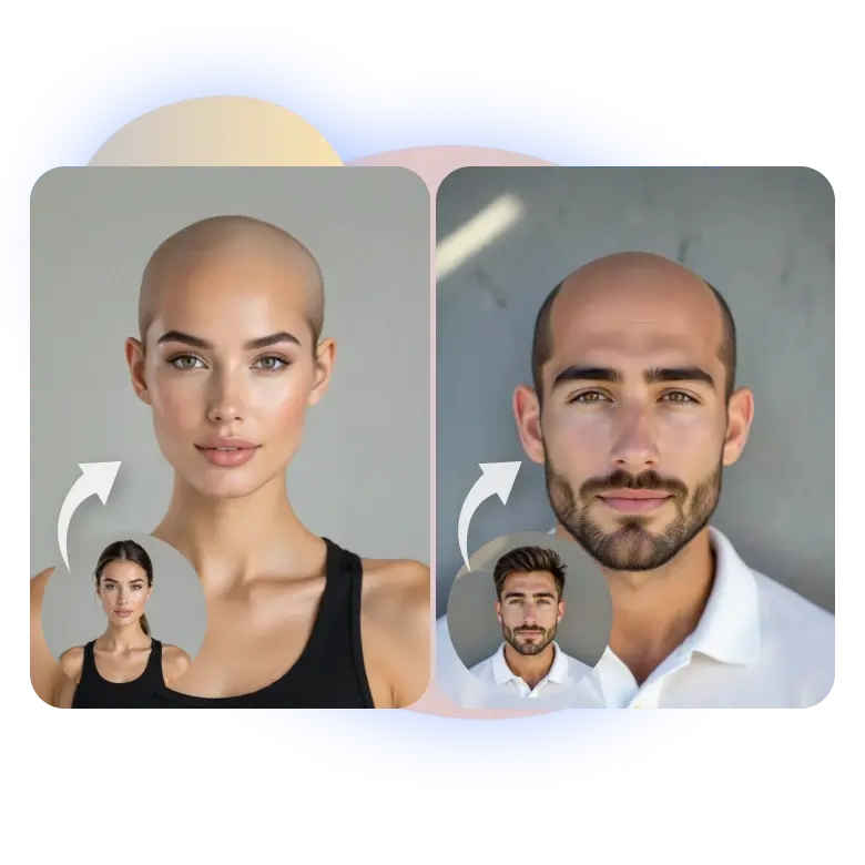 Bald effect images created by AI