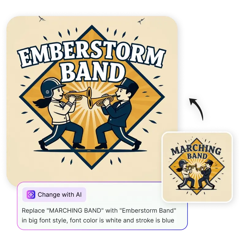 editable band logos made by ai allowing changes in text, colors, and shapes to personalize the design.