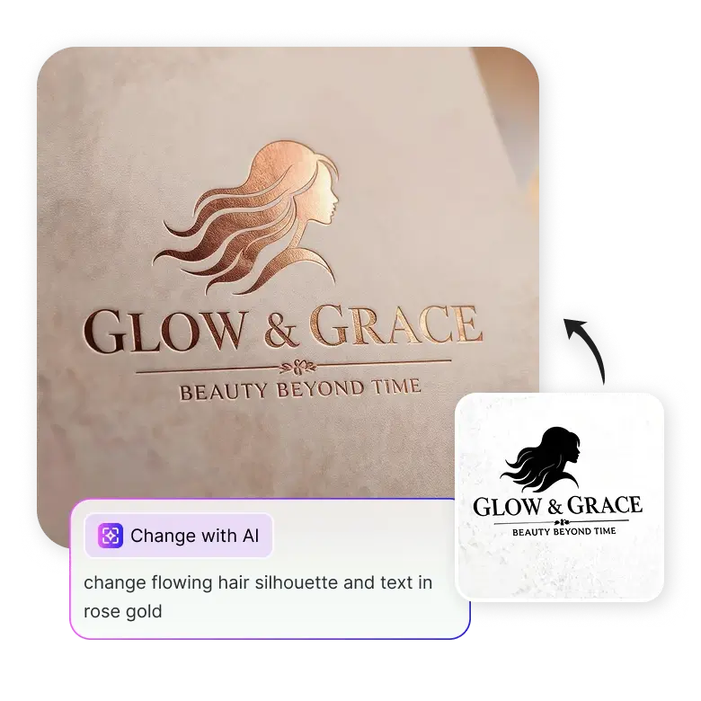 editable beauty logos made by ai allowing easy customization of text, colors, and elements for personalized branding.