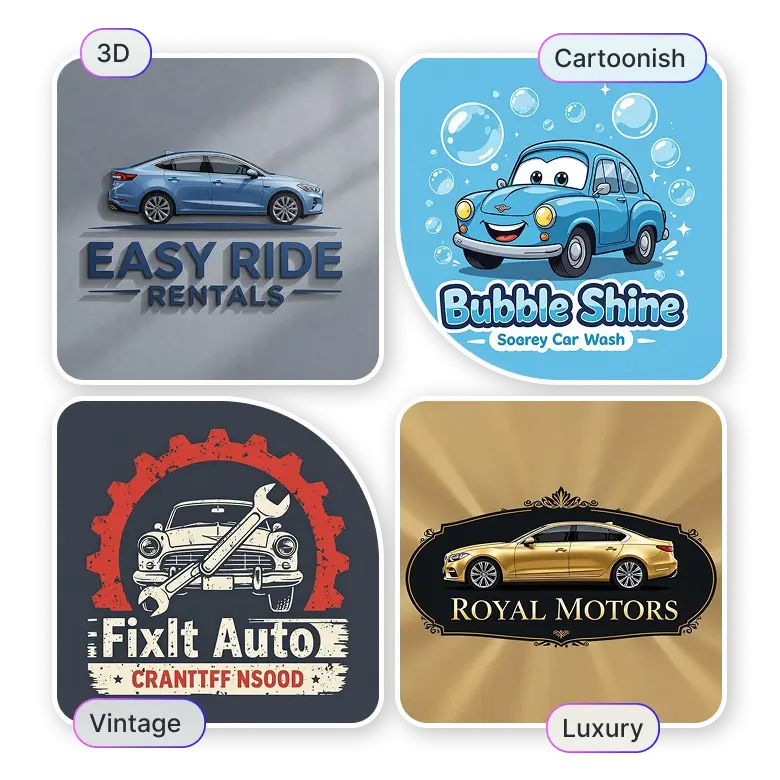 prompts for creating car logo using ai to design cool and professional visuals.