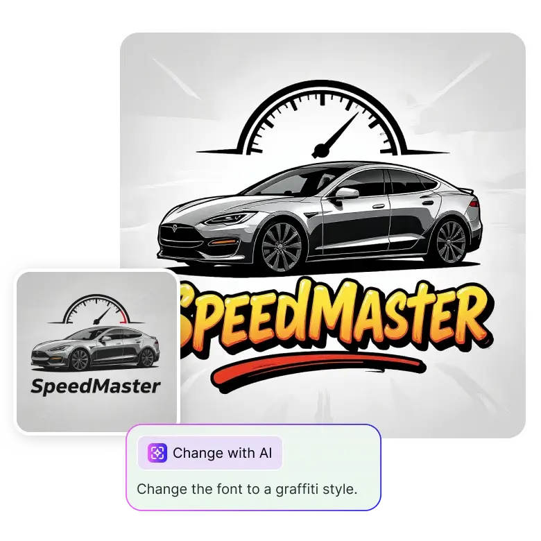 editable car logo made by ai allowing changes in colors shapes and layout easily.