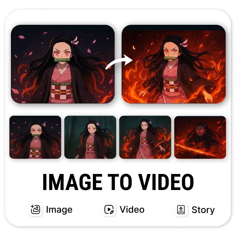 transform images to videos using demon slayer ai filter to create dynamic, animated scenes from still photos.