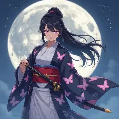 beautiful generated image of Shinobu from Demon Slayer with vibrant colors and intricate details using ai art generator.