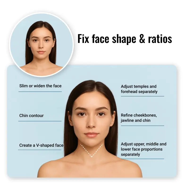 fix face shape and ratios using ai tools to create balanced and proportionate selfies.