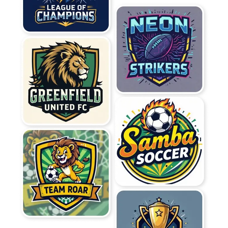 innovative football logo ideas designed by ai offering a range of styles for professional teams college football and fantasy leagues.