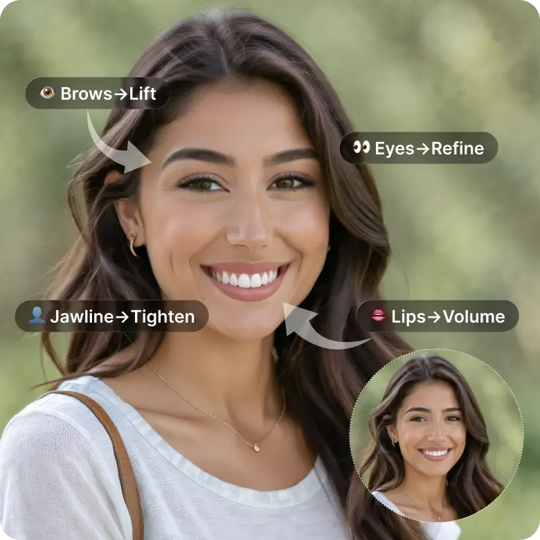 other tools available include face reshaping, retouching, and enhancing features for polished results.