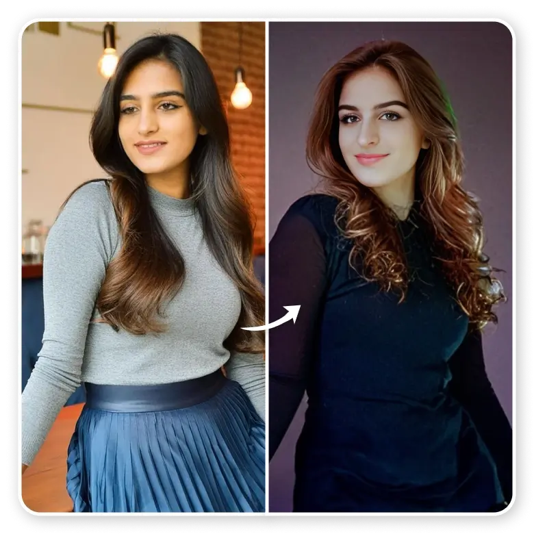 woman's selfie turned into professional headshot using AI