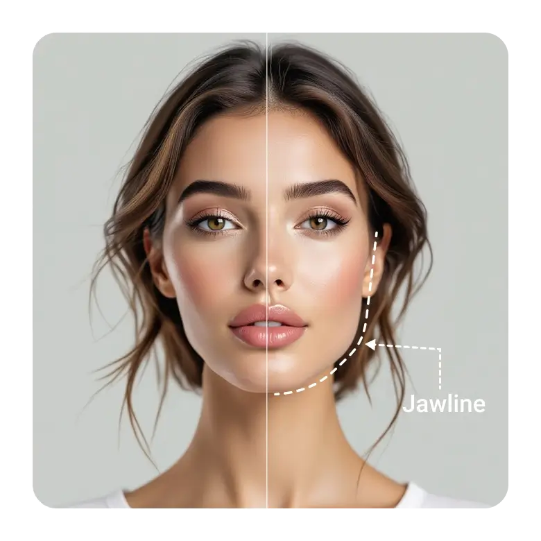 model-like jawline created with ai for a balanced and attractive facial contour.