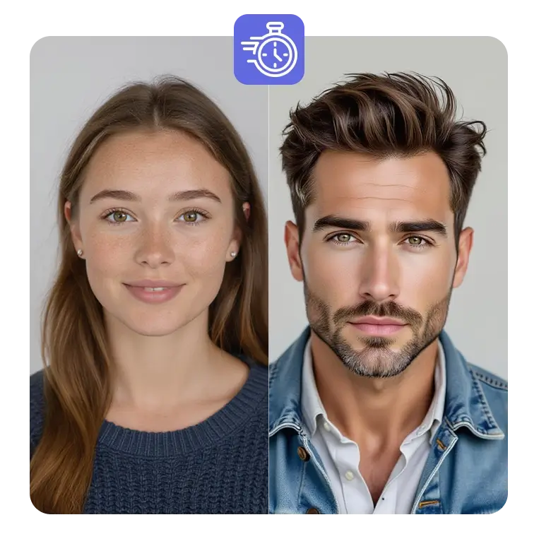 male and female images with perfect jawlines generated using jawline editor for ideal proportions.