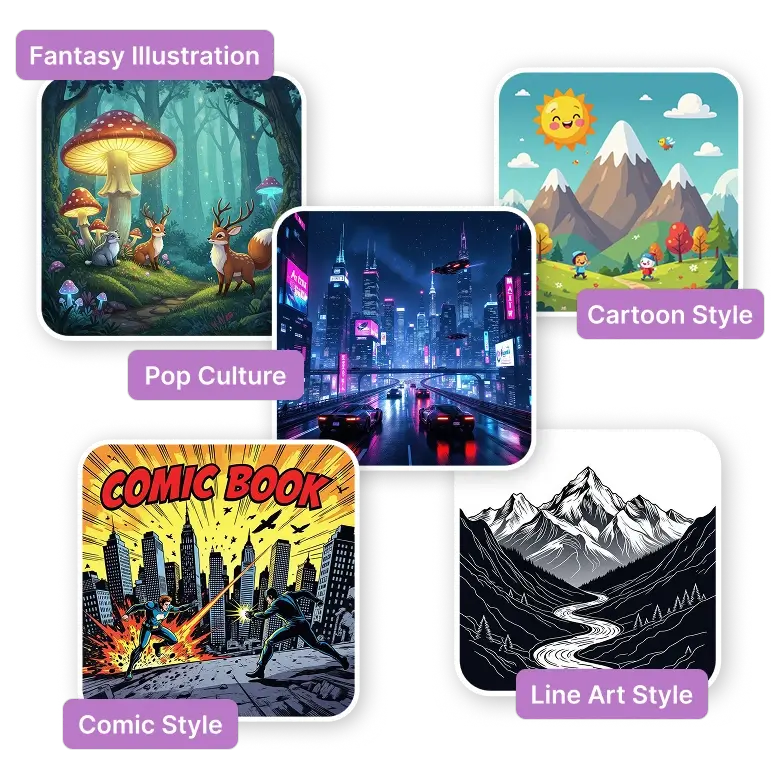 ai generated landscapes showcasing beautiful natural scenery with vivid details and unique compositions.