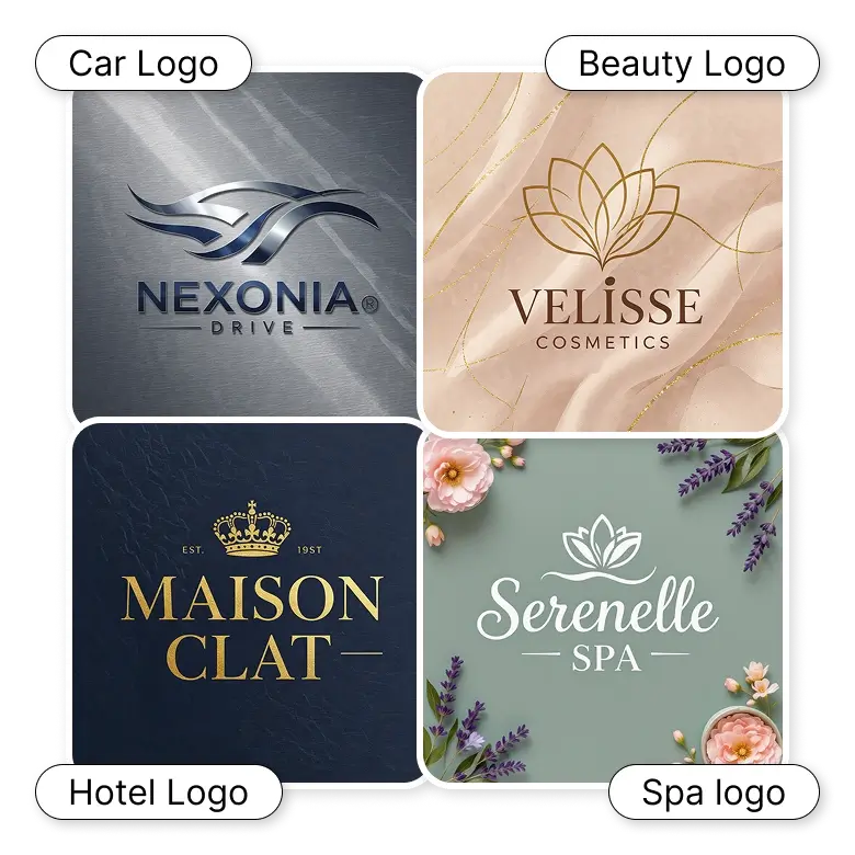 high-end logo design for different niches including fashion, beauty, travel, and lifestyle created with ai.