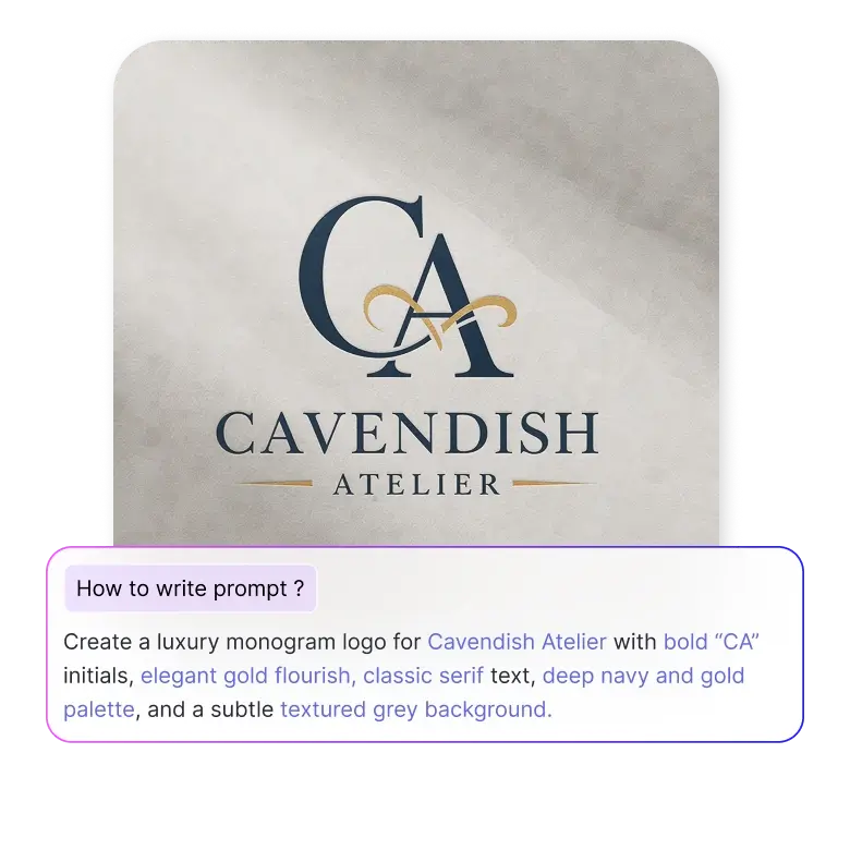 how to write prompt for luxury logo using ai to guide unique and professional design outcomes.