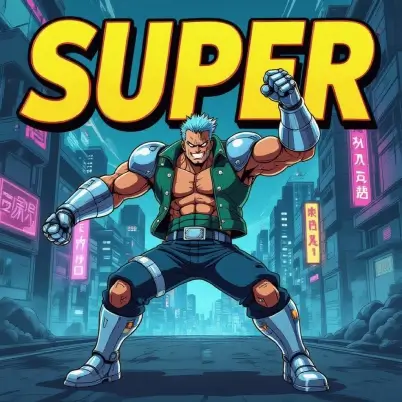 bold anime illustration of Franky doing action poses created using one piece ai art generator.