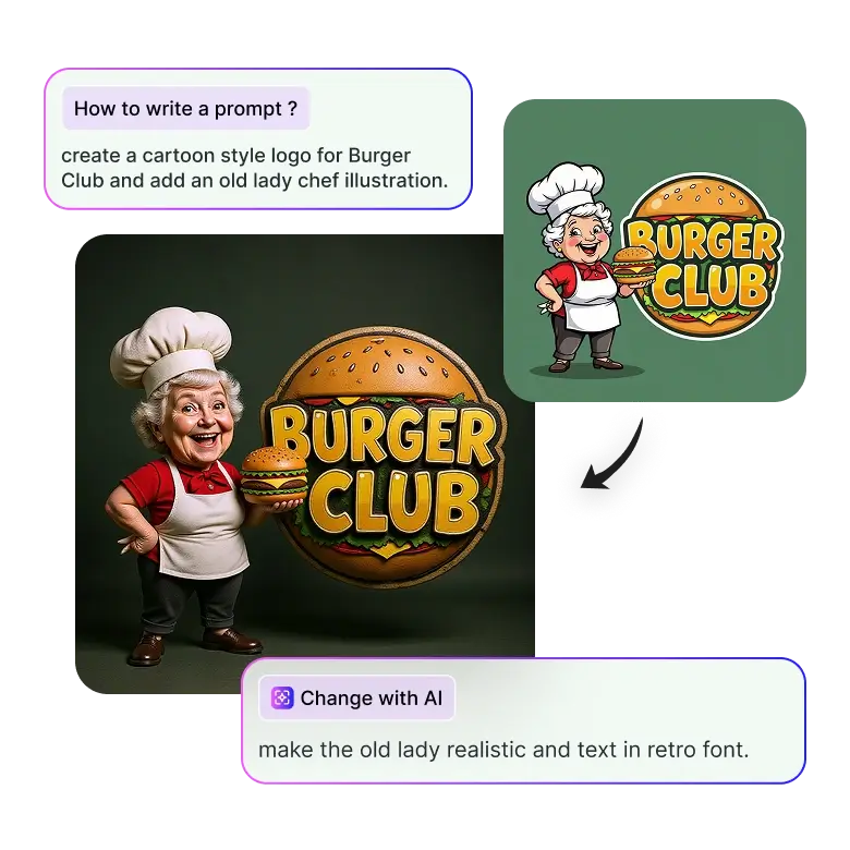 custom ai restaurant logo with bright and fun look.