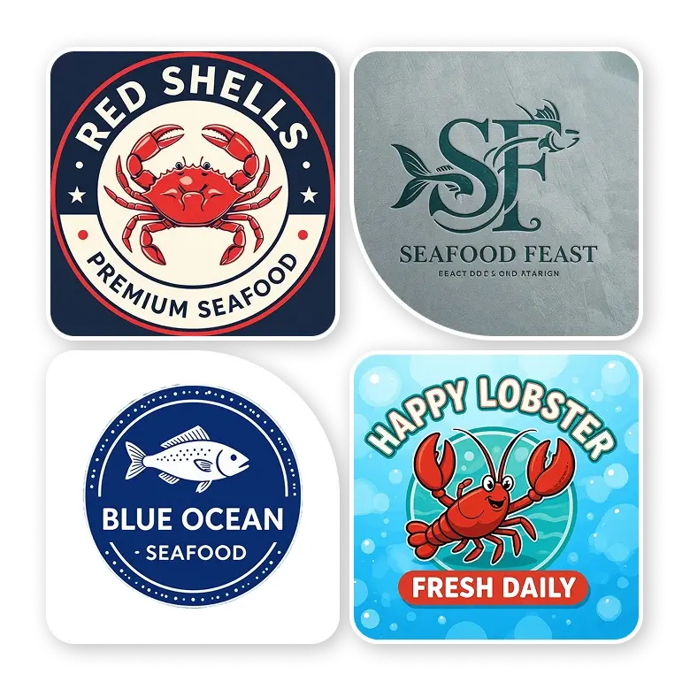 seafood restaurant logo made by ai with ocean colors.