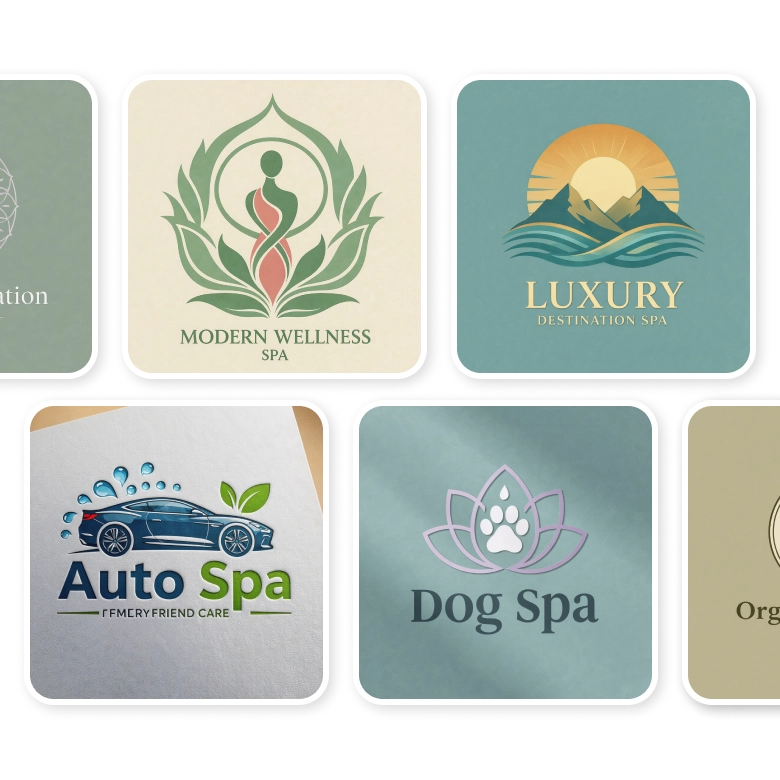 creative spa logo generated by ai showcasing elegant and relaxing designs for wellness and luxury brands.
