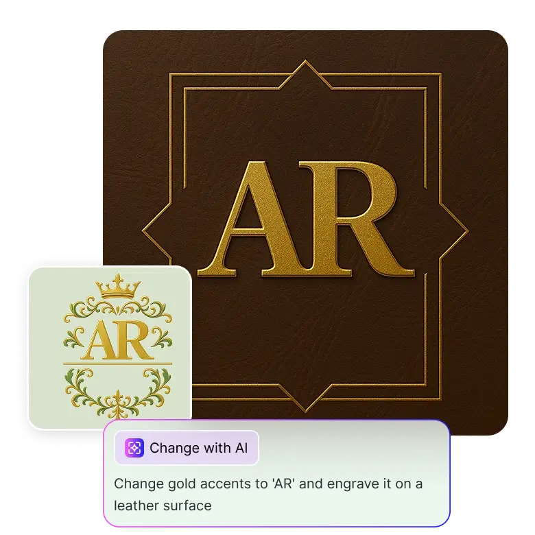 editable split monogram logo made by ai allowing changes in fonts shapes and layout easily.