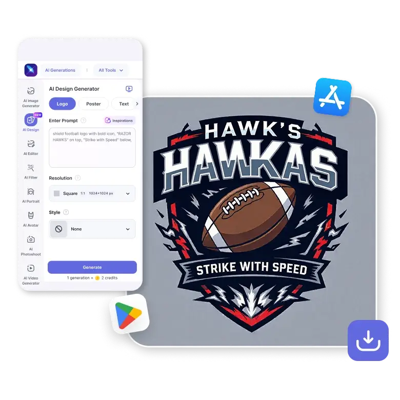 a unique and creative sports logo generated by ai bringing a fresh identity to your team or league with a memorable and professional design.