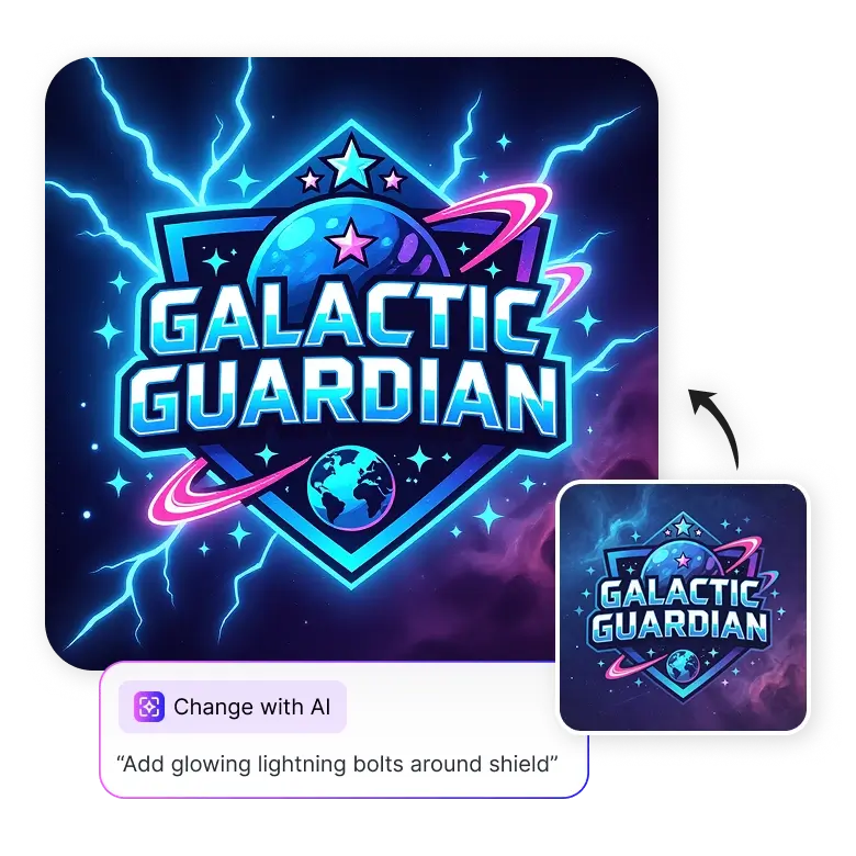 editable superhero logo made by ai allowing changes in text colors and shapes easily.