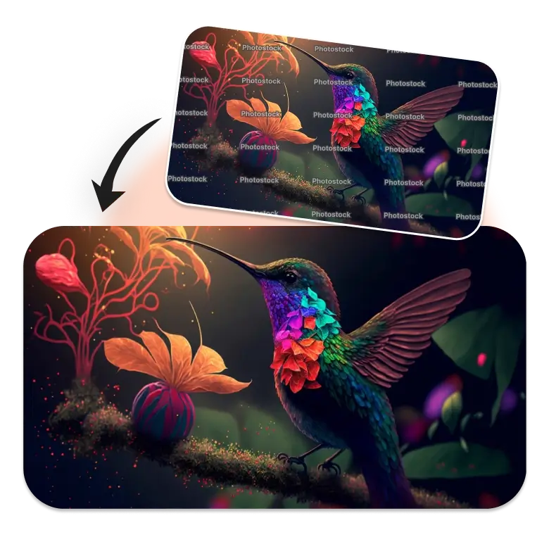 comparison banner image showing ai watermark remover cleaning a watermarked photo seamlessly.