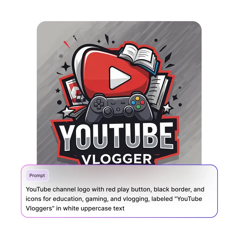 Text-to-YouTube logo tool, turning text prompts into a professional channel logo.