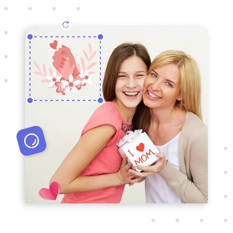 Personalize text, stickers and backdrops on Mother's Day template