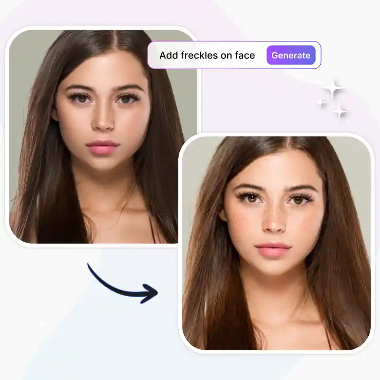 close up girl portrait using sun kissed freckles effect for soft natural skin freckles.