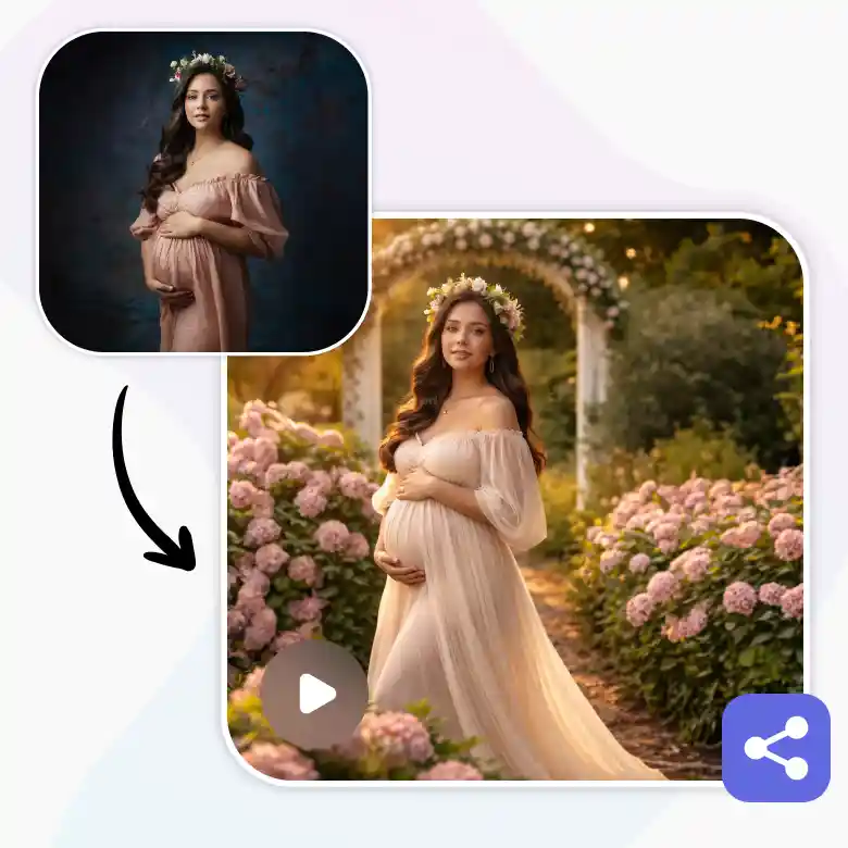 maternity photo turned into a video with LightX AI Maternity Photography tools.