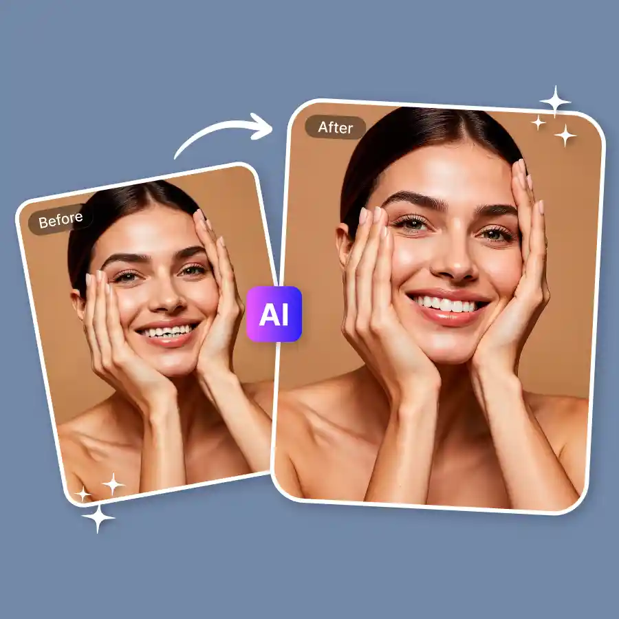 close up woman portrait using AI Straight Teeth Filter for a naturally aligned smile.