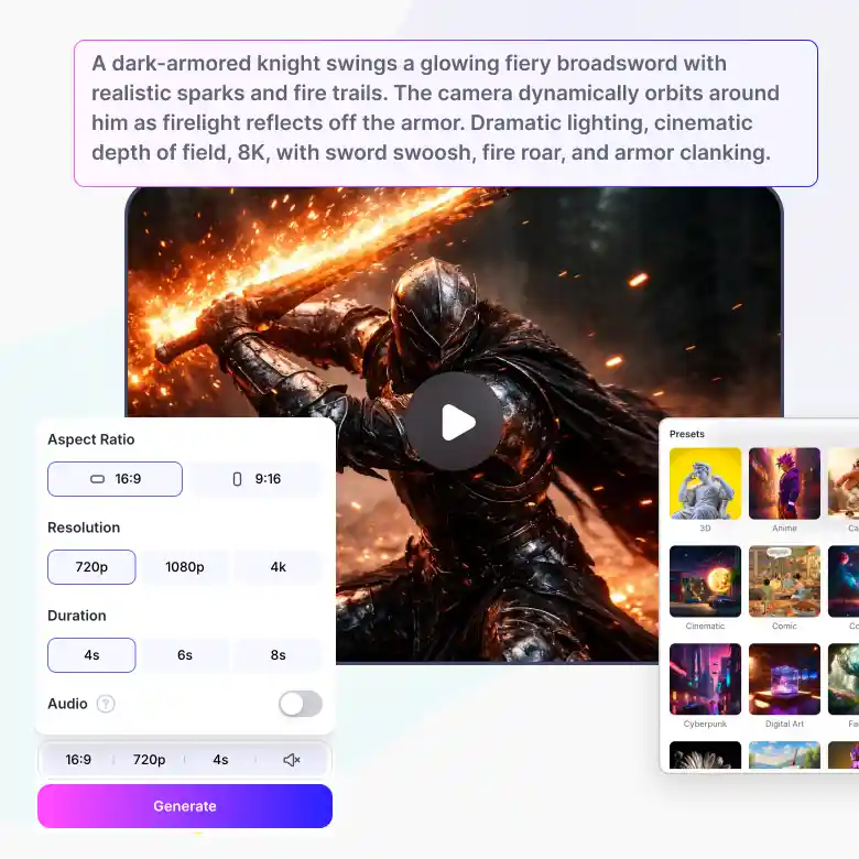 Kling 3.0 text-to-video generation from a written prompt