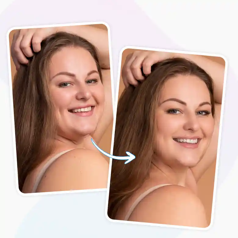 prompts used to edit double chin in multiple intensities for subtle or defined results.