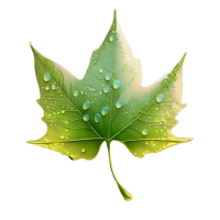 maple green leaf with dew