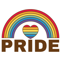 Rainbow Heart Pride Text