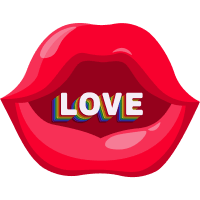 Red Love Text Lips
