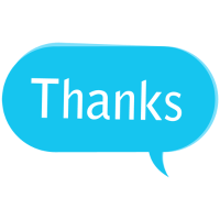 THANKS blue speech bubble
