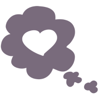 Purple heart thought cloud