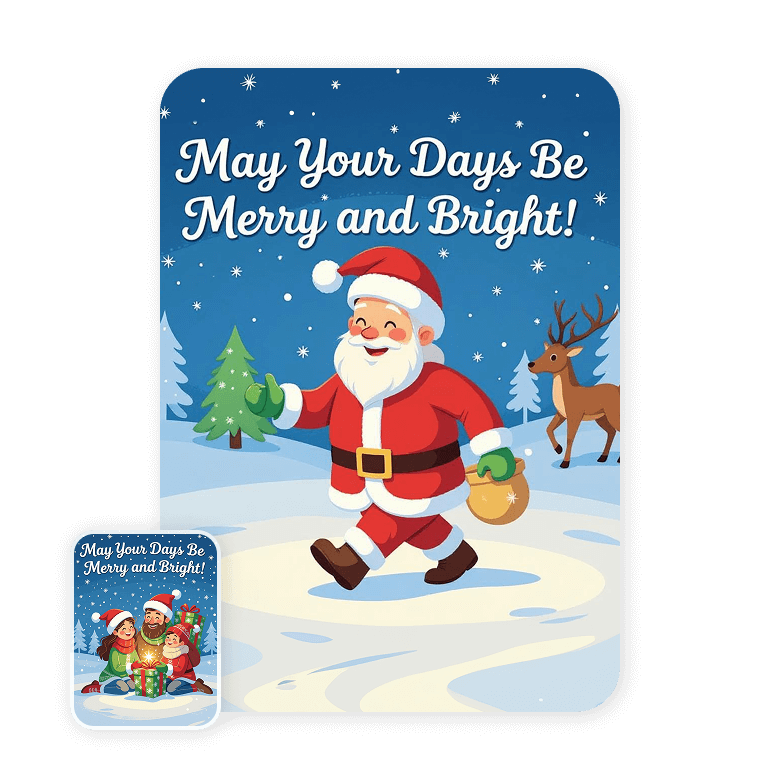 Christmas card graphics changed with prompts for unique designs.