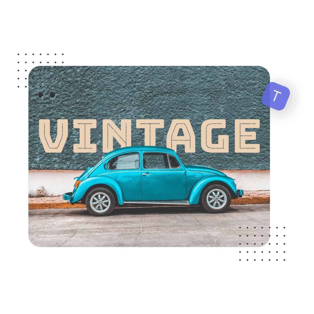 Vintage car and text