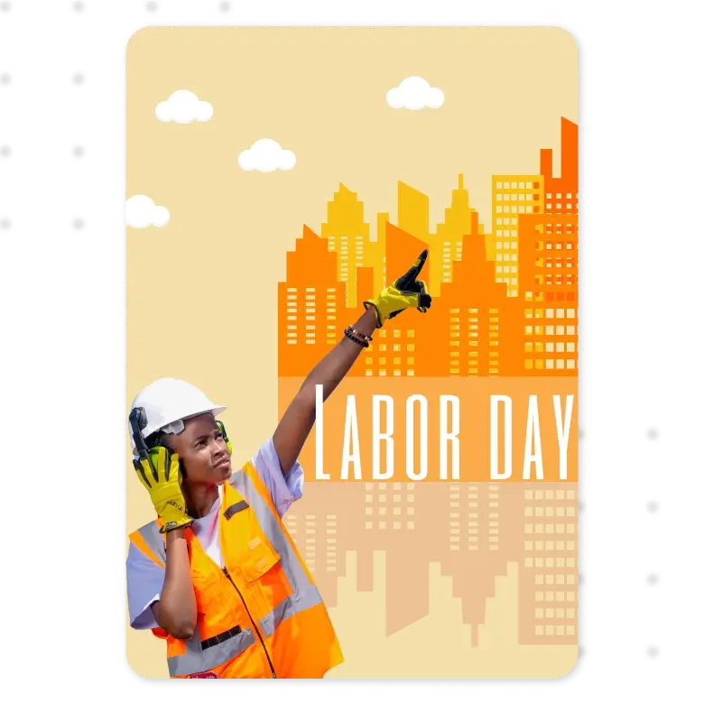 Add text , graphics and images to labor day poster template