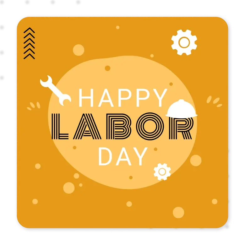 Free happy labor day design template with mustard background