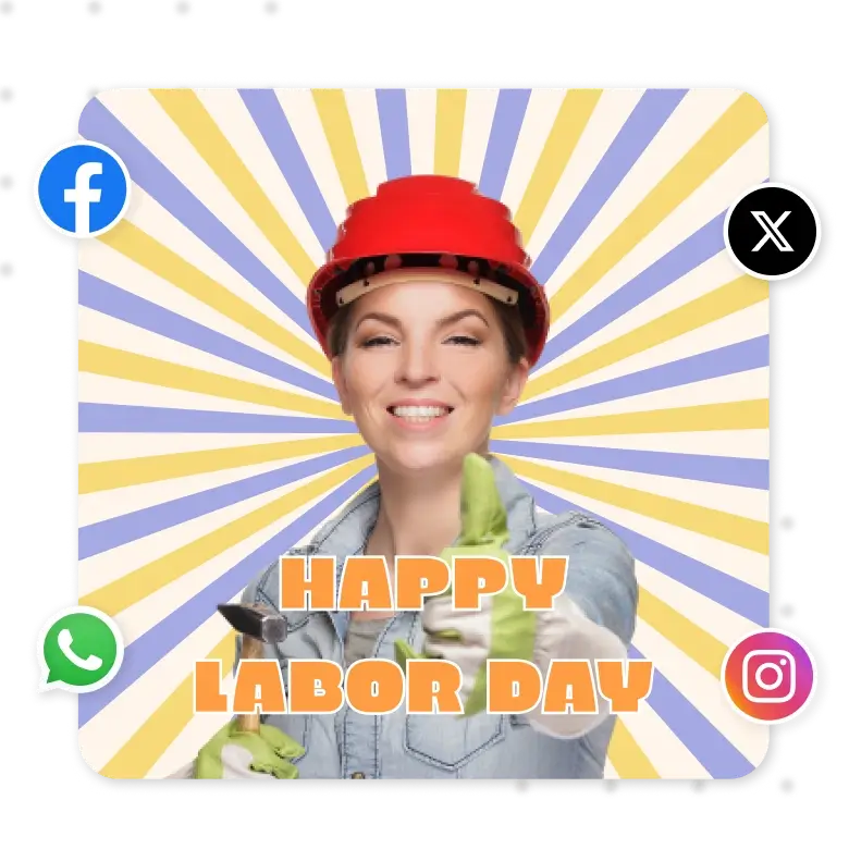 Free Labor Day greeting template for Facebook, Instagram, Twitter, & WhatsApp