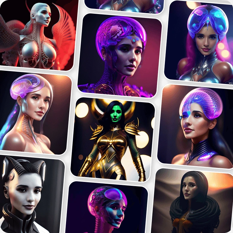 Collection of AI alien avatar for gaming