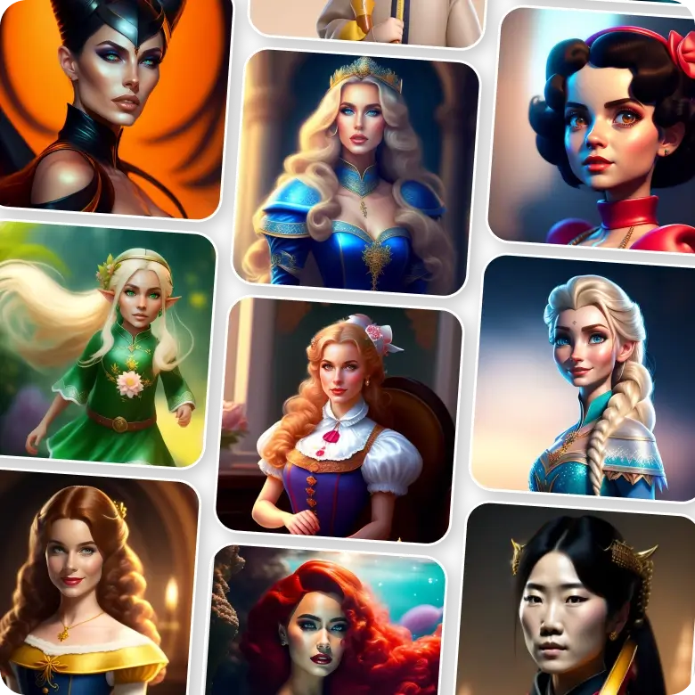 Collection of AI Disney avatars 