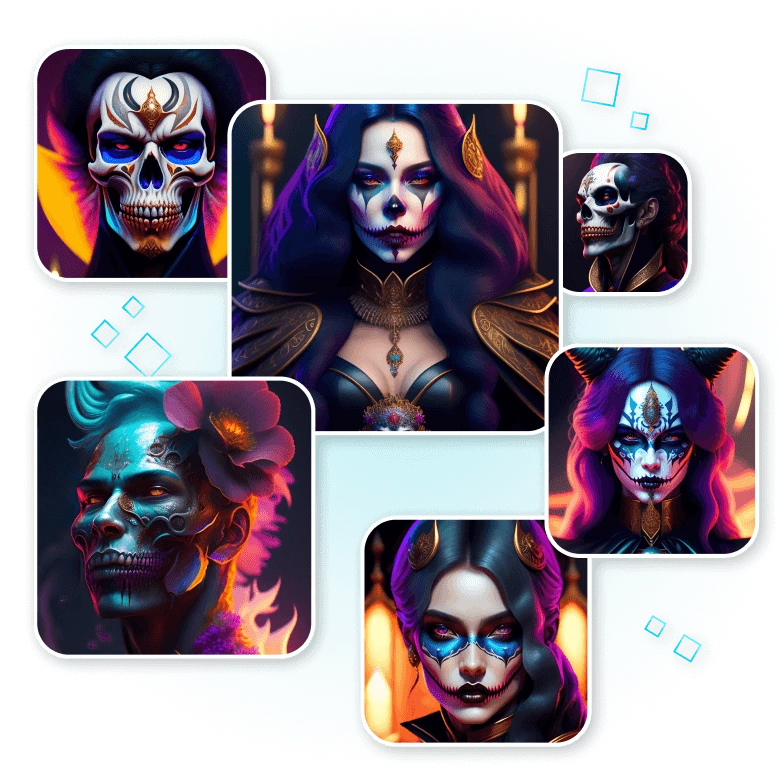 Multiple AI-generated spooky avatar images 