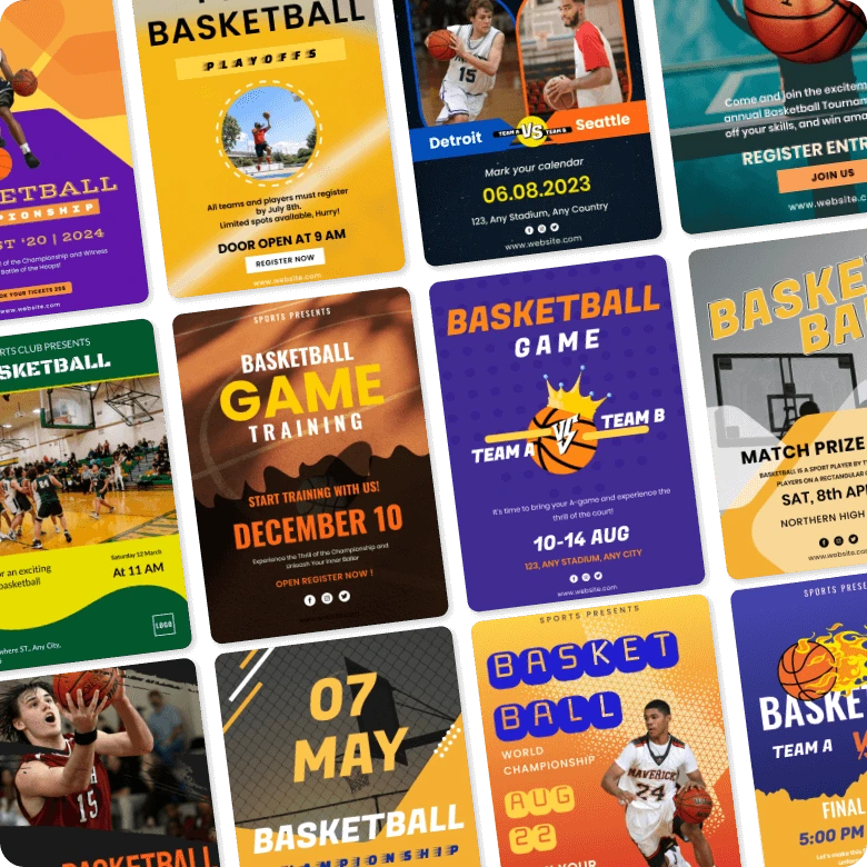 Basketball flyers on many backgrounds