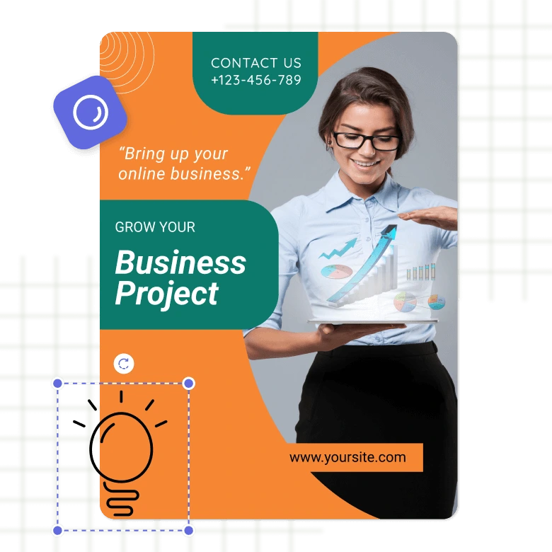 Add Text , stickers, and more to your business flyer