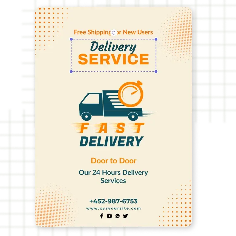 Add graphic elements, text, and icons to delivery services flyer template