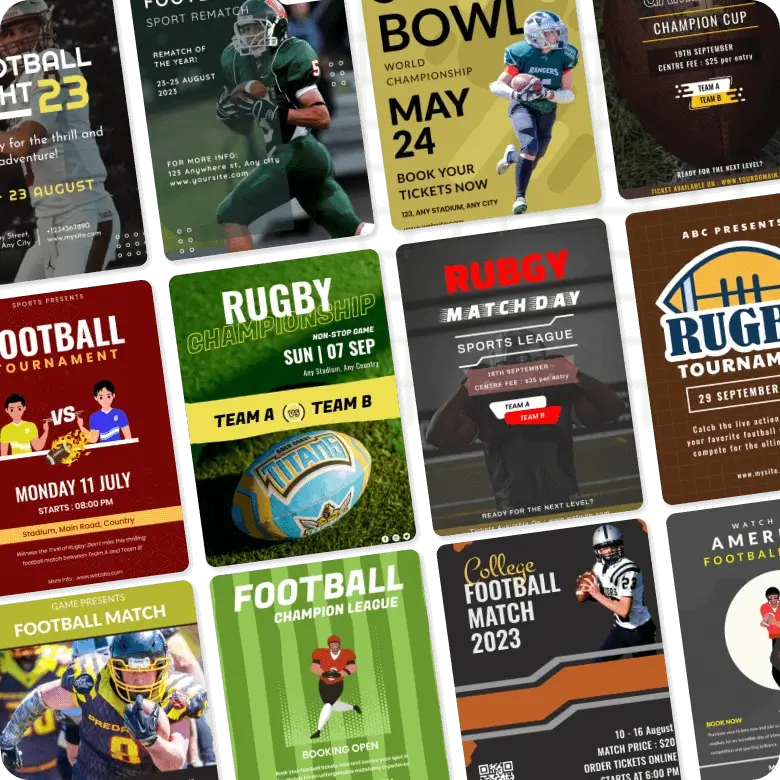 Football & rugby flyers on many backgrounds